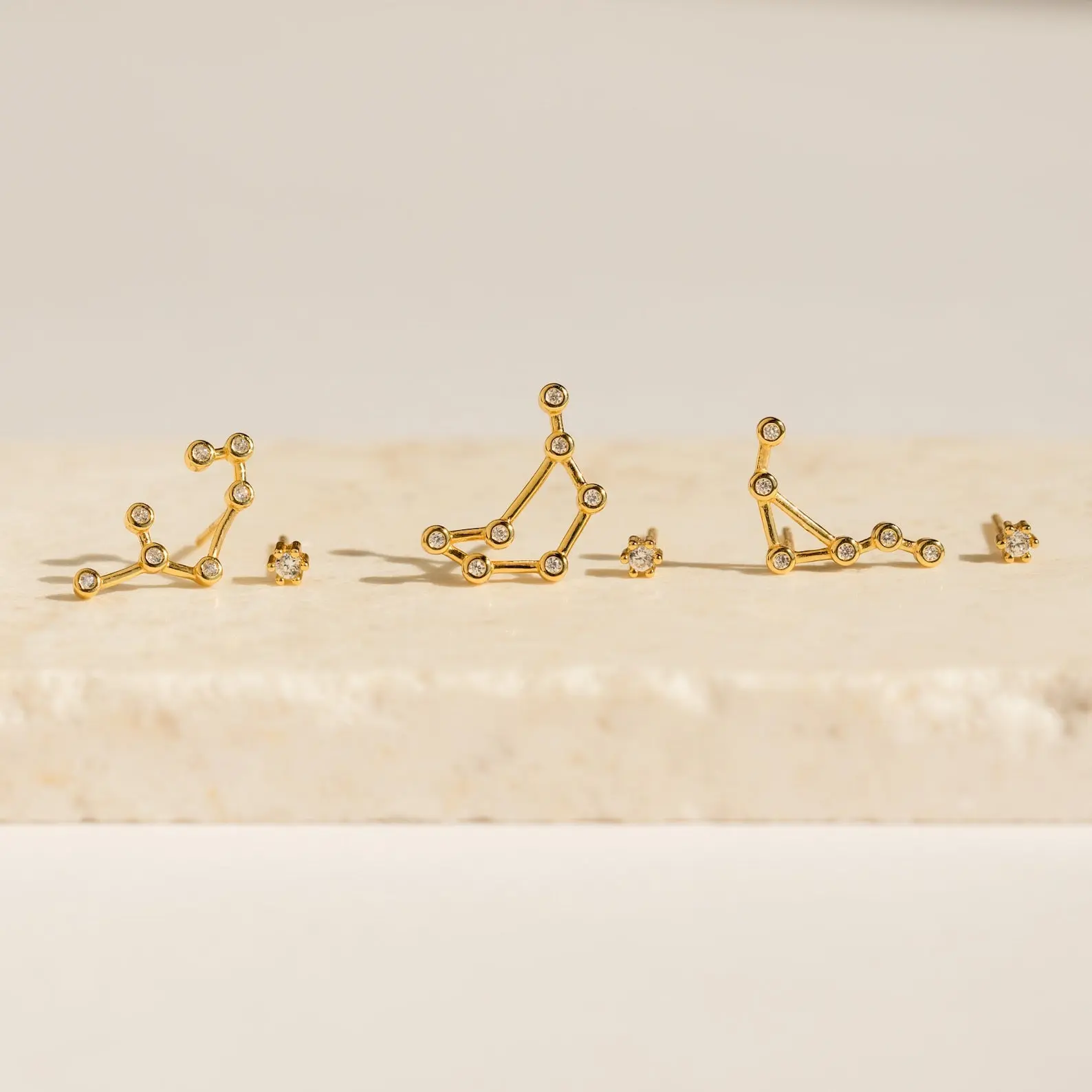 Constellation Earrings by Caitlyn Minimalist - Custom Zodiac Diamond Stud Earrings in Gold - Celestial Astrology Jewelry - Birthday Gift for Her