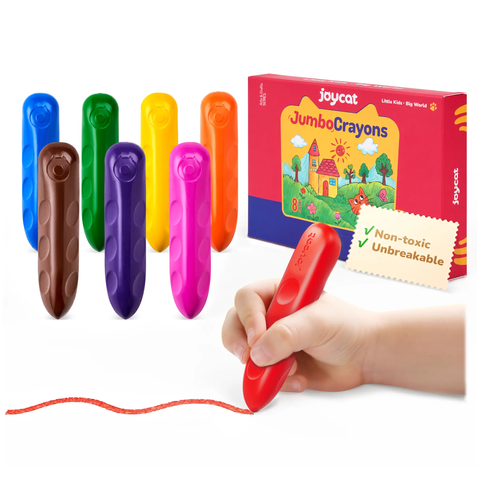 JoyCat Jumbo Triangular Easy-Grip Kids Crayons - 8/16/30 Pcs Natural Wax, Washable, Durable, Non-Toxic Toys, Drawing Color Coloring Supplies, Art Stuff, Gifts for Kids Arts & Crafts,summerwins