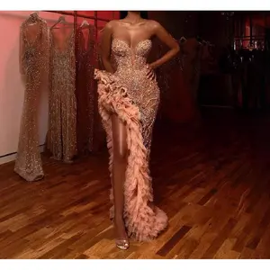 New2025 official spring new European and American women's clothing annual meeting fringed tail sexy sequined tube top dress Formal Womenswear