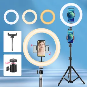 10-Inch LED Ring Light (with 43.3" Adjustable Stand) – USB Powered, Multi-Angle Selfie Stick Tripod, Designed for Live Streaming, Photography, Videography and Lighting | Stylish Black Stand | Flexible Tripod Mobile Camera Equipment