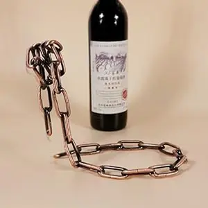 Floating Illusion Wine Bottle Holder - Iron Chain Stand Display Rack for Home Bar.