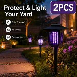 Solar Mosquito Zapper Light – Outdoor Garden Stake Lamp, UV Insect Killer, Solar Powered, Dual Mode (Mosquito Control + Pathway Lighting), Weather Resistant, Easy Setup, Small & Large Round + Square Options