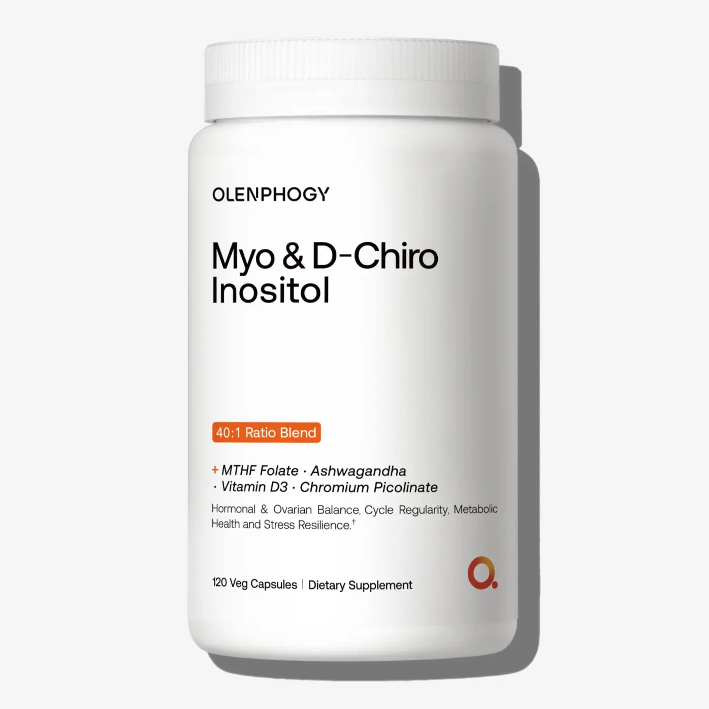 Olenphogy Myo-Inositol & D-Chiro Inositol 40:1 Complex with Ashwagandha & MTHF Folate, PCOS Relief, Fertility & Ovarian Function Support, Women Mood, Regular Cycle & PMS Acne Skin Care, Non-GMO Vegan, 120 Veg Capsules, 30 Day Supply, Made in USA