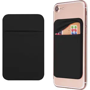 Cell Phone Pocket Self Adhesive Card Holder Stick On Wallet Sleeve with Adhesive ID Credit Card  Card Holder for  Android 2 PACK BLACK