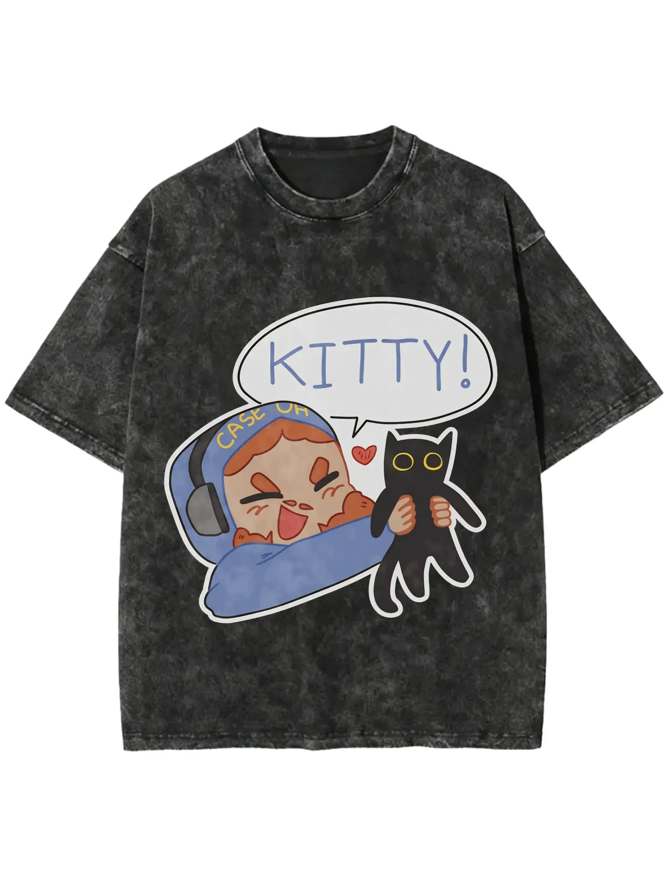 Cotton washed T-shirt Fashion Caseoh kitty T-shirt Men's and Women's Crew Neck 100% Cotton T-shirt Short Sleeve T-shirt Large Size Top Clothing for men and women, New Year's gift
