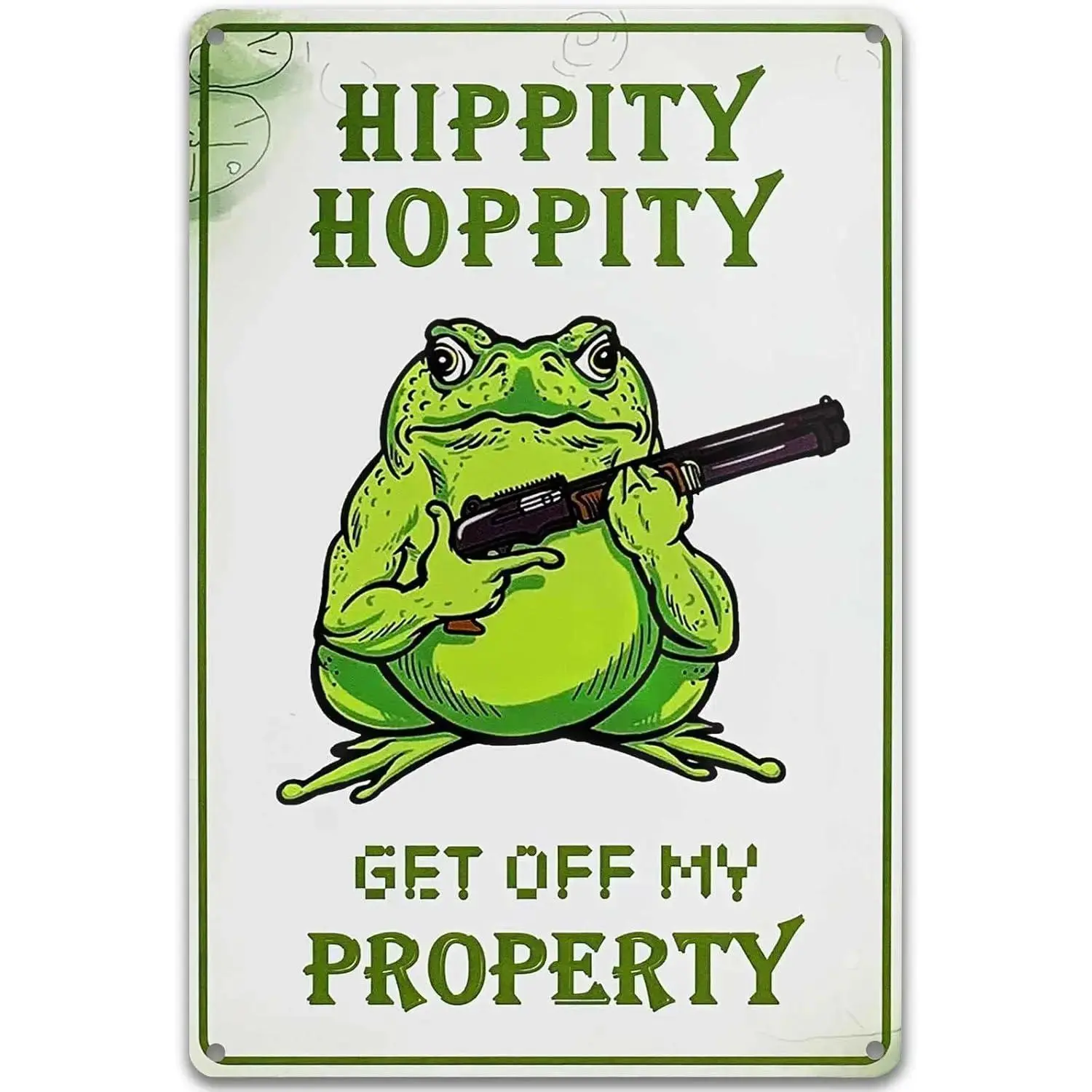Funny Frog Meme Metal Tin Sign - Home Decor Accessories, Novelty Wall Art Plaque, Unique Room Decor, Animal Cartoon Print, No Trespassing Industrial Vibe Bedroom Supply