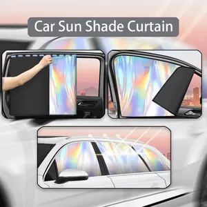Car Magnetic Sunshade Heat Insulation Privacy Curtain Set, Laser Silver Reflective Layer, Easy Install Remove, Suitable for Sedan Suv, Car Accessory