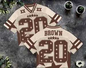 Custom Name and Number Natural Brown Mesh Football Jersey, Concert Jersey, Game Day Commitment Gift, Custom Text Football Jersey
