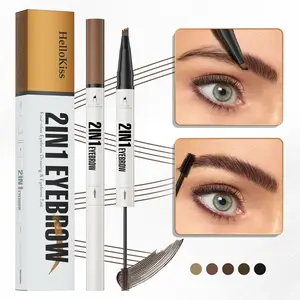 HelloKiss 2in1 Double-Headed Four-Pronged Eyebrow Pencil & Dye Waterproof Quick-Drying 3D Defined Look tint pluck creamy brow expert