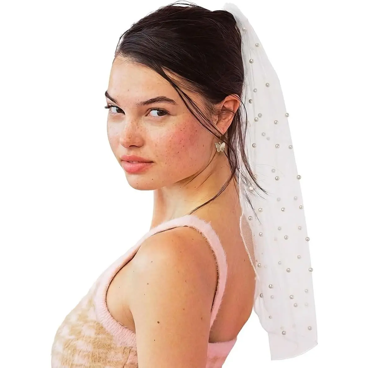 xo, Fetti Bachelorette Party Pearl Bridal Veil | Headband Decorations, Bride To Be Gift, Wedding