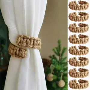 Hand-Woven Hemp Rope Curtain Tie, 8 Counts Decorative Curtain Tie, Curtain Tieback, Curtain Accessories for Home Living Room Bedroom Decor, Interior Decoration Accessories