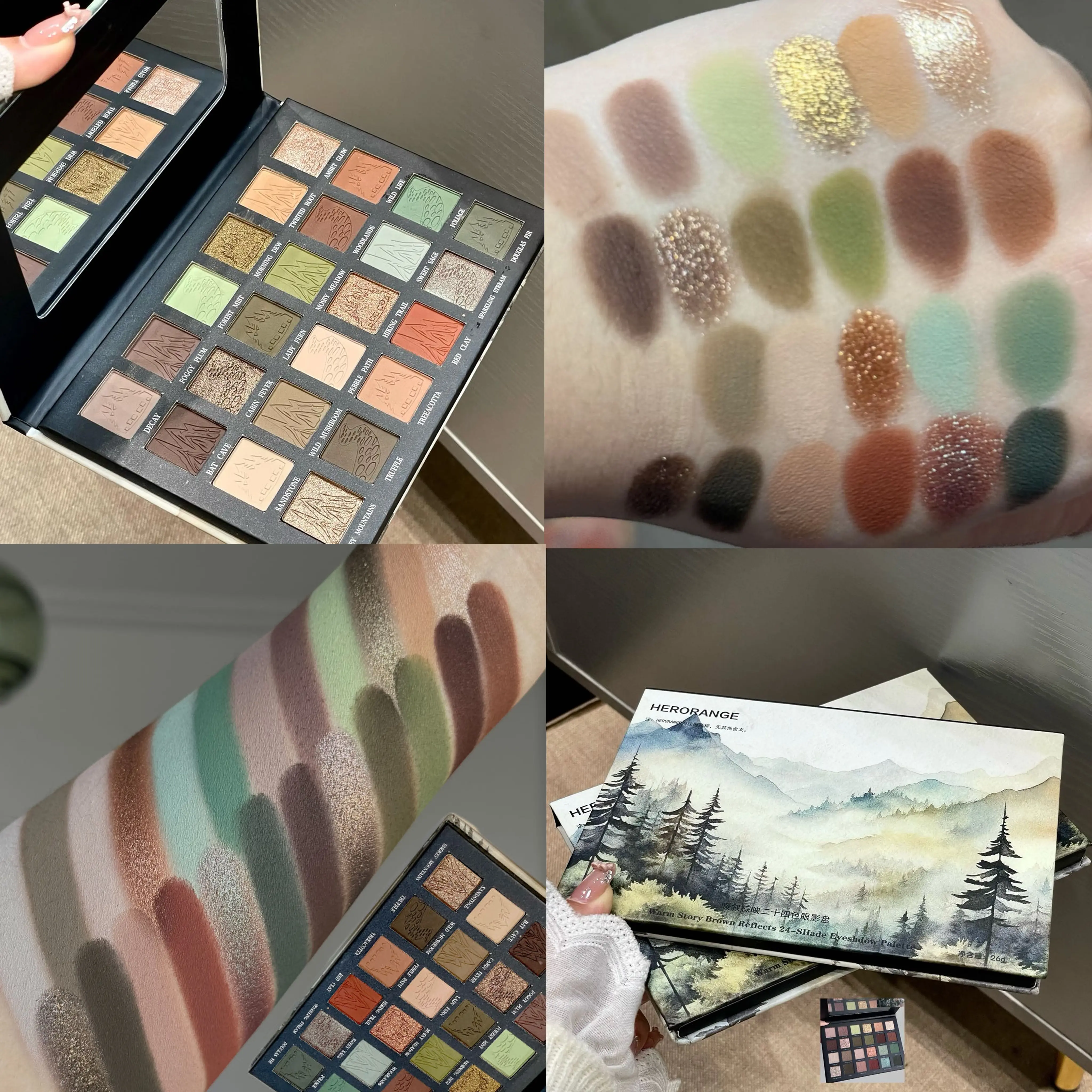 HERORANGE 24-Color Multichrome Eyeshadow Palette, Shimmer & Matte Finishes, Silky Finely Milled Powder, Easy-to-Blend, Long Lasting Natural Look, Makeup Beauty Cosmetics, Shimmer Eyeshadow Palette, Smooth, Aegyo Sal Makeup, Easy Eye Makeup