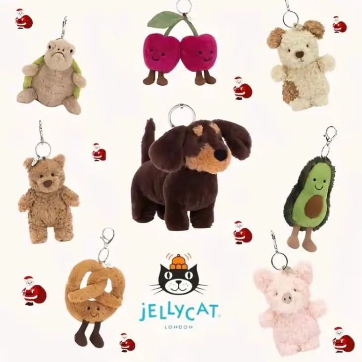 Jellycat Mini Plush Keychain - Cute Soft Plush Bag Charm, Mini Cuddly Toy Pendant, Kawaii Everyday Accessory for Purses, Backpacks & Gifts