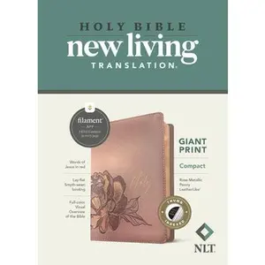 NLT Compact Giant Print Bible, Filament-Enabled Edition (Leatherlike, Rose Metallic Peony, Indexed, Red Letter) by Tyndale