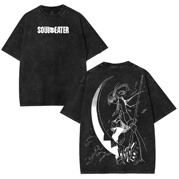 valentine shirts Retro Vintage Unisex Soul Eater Maka Anime Manga Acid Washed Tshirt 2 Sided Cotton unisex graphic tees game anime manga movie Menswear Casual graphic t-shirts back print Apparel Clothes