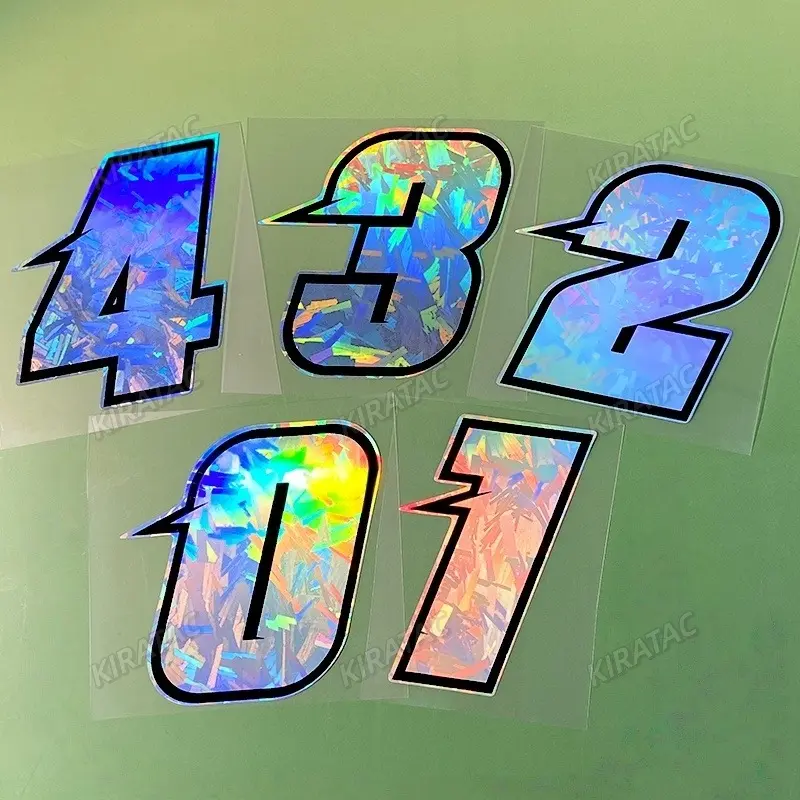 1 Piece Holographic Carbon Arabic Numeral 0-9 Motorcycle Sticker, Waterproof Vinyl Self-adhesive, Suitable for Motorcycle Fairing, Windshield, Motorcycle Body, Fuel Tank, Fender, Christmas and Halloween Gifts, Decals Stickers