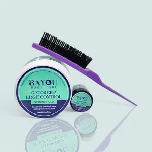 Bayou Hair Care Gator Grip Edge Control Gel Travel Pack - 3-Row Compact Brush, Strong Hold, Easy to Carry, Unisex Haircare Styling Tool for Textured Curly Hair, Frizz Control, Flawless Smooth Finish
