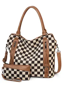 Plaid Retro Handbag Large Capacity Bag Set Fashion Crossbody Commuter Shoulder Bag, Stylish and Versatile Design,Christmas Gift,25 fall&winter