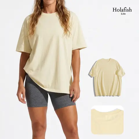 Holafish 1/3 Pack Women's Solid Cotton T‑Shirt Casual Loose Fit Round Neck Basic Top Soft Breathable Summer Tee for Workout Layering Under Cardigans and Jackets Multipack for Daily Outfits