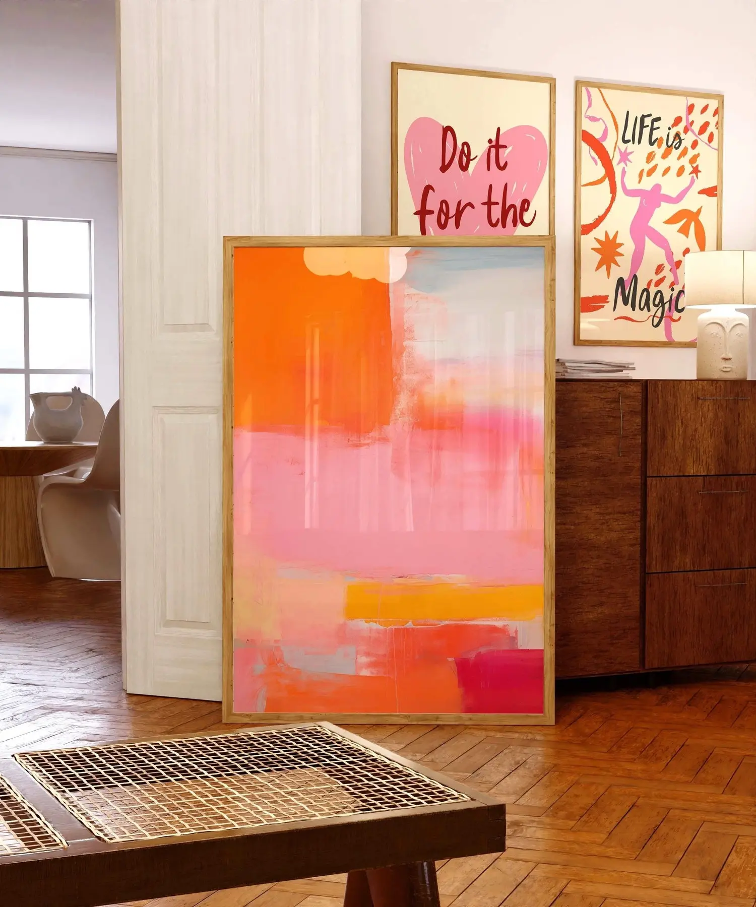 Mark Rothko Print, Pastel Pink Orange Abstract Geometric Wall Art, Rothko Colorful Wall Art, Illustration, Living Room Print, Scenery ArtNO FRAME