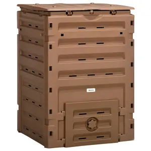 Outsunny Garden Compost Bin, 120 Gallon (450L) Garden Composter, BPA Free, with 80 Vents and 2 Sliding Doors, Lightweight & Sturdy, Fast Creation of Fertile Soil