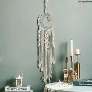 Star Macramé Wall Hanging Craft Kit with LED Lighting, Decorative Hangable Bohemian Decor, Ideal Gift for Home Styling