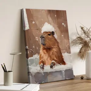 Capybara Bubble Bath Wall Art Poster - 12x18 Inch Unframed Print for Home & Living Room Decor - Universal Hanging Painting, No Power Needed, Trendy Funny Art for Dorm Room