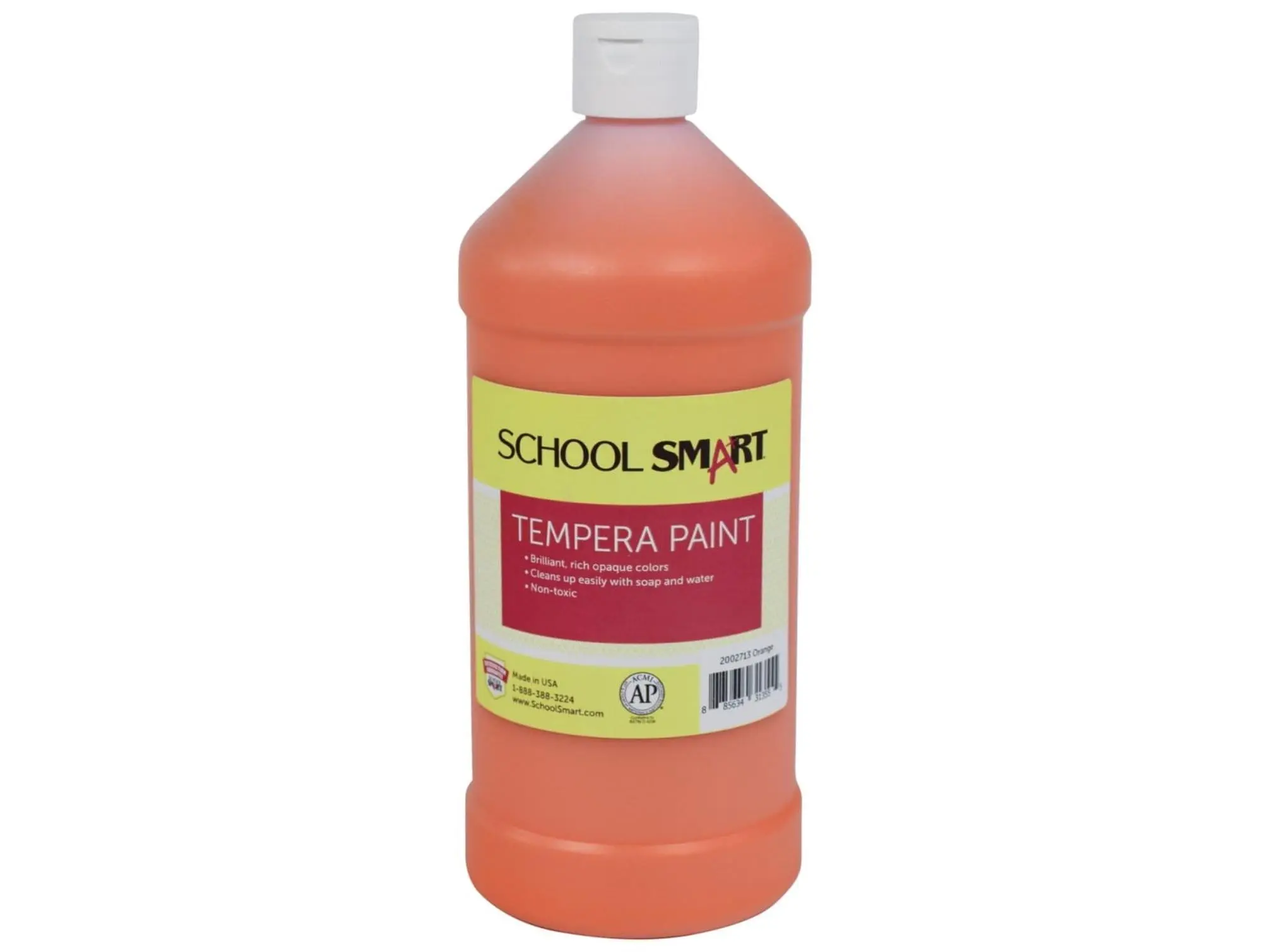 School Smart 2002713 1 Qt Tempera Paint - Orange, for Arts and Crafts, Crafting, All Ages, Art Enthusiasts, Brings Out Artist