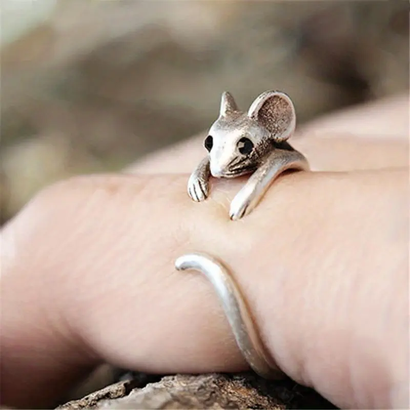 Women's Adjustable Opening Mouse Ring - Creative Animal-Shaped Personalized Costume Jewelry