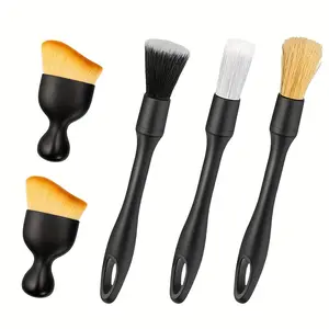 5-Piece Car Detailing Brush Set, Car Detailing Accessories, Auto Detail Cleaning Kit for Cleaning Vehicles Exterior Interior Emblem, Air Vents, Wheels, Leather Upholstery Seat
