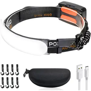 1500 Lumens Rechargeable LED Headlamp with 230? Beam, 3 Modes, IPX6  - For Camping, Running, Fishing, Hard Hat Work