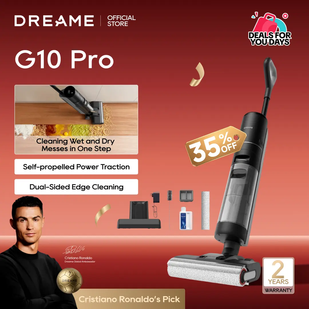 【Super Brand Day】DREAME G10 Pro Elite Wet Dry Vacuum Cleaner, Cordless Vacuum Mop All in One with Auto Self-Cleaning, Up to 30 Mins Runtime, Cordless Floor Cleaner Machine for Hard Floors, Edge Cleaning Wet Dry Vacuum