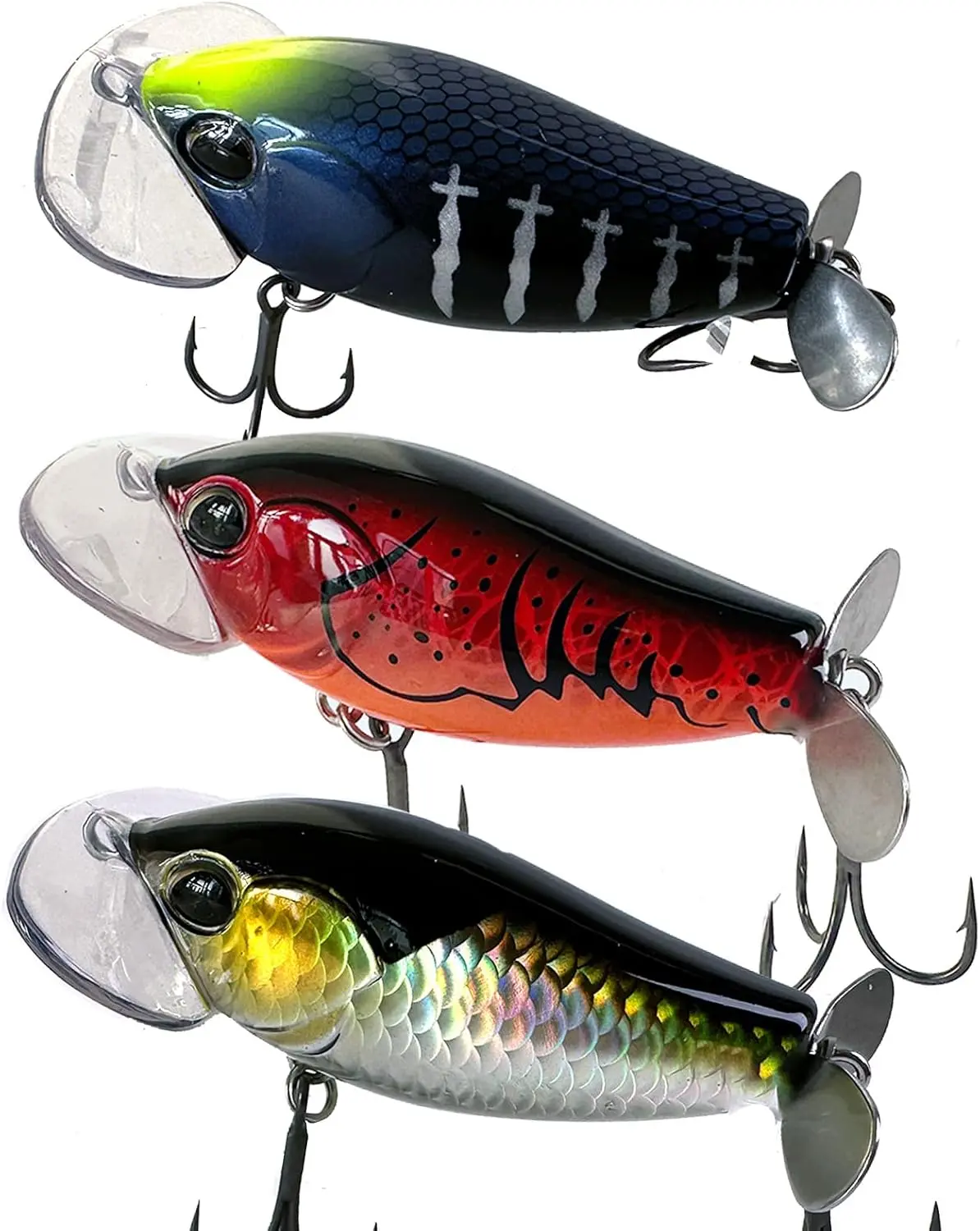 FONMANG A1-2.6in Wasp Topwater Lures 3-Pcs Bass Walleye Pike Bait 2025 New Wasp Crawl Bait for Freshwater Saltwater 2.6" Plastic Treble Hook