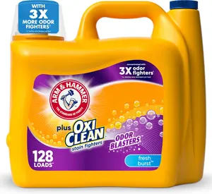 ARM & HAMMER Plus OxiClean Odor Blasters Fresh Burst 128 Loads Liquid Laundry Detergent 166.5 Fl oz Triple Power HE Stain Fighters