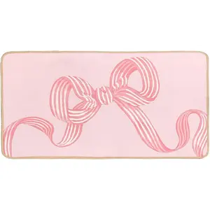 Front Coquette Pink Bow Door Mat, Coquette Room Decor, Front Door Mat Indoor Entrance, Welcome Mat Door Mat Indoor Entrance, Vintage Rug, Cute Kitchen Mat,Cute Welcome Mat 16 x 30 Inch Doormat