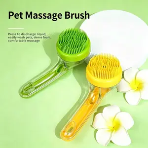 Cat dog bath brush Dog Cat Bath Brush with Shampoo Container, Ergonomic Non-Slip Handle, Soft Silicone Gentle Massage Brush, Detangling Deshedding Grooming Tool, Portable Easy Use Pet Bath Accessories for All Breeds Pets  bathing