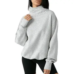 FISOEW 2026 Women's Oversized Turtleneck Sweatshirt Long Sleeve Pullover Casual Tops Womenswear Hoodie FallFreshness Grey Cute #TikTokShopHolidayHaul #Springtok #TikTokShopJumpstartSale Basic Fashion bistro hoodie ditch masked hoodie graphic hoodies
