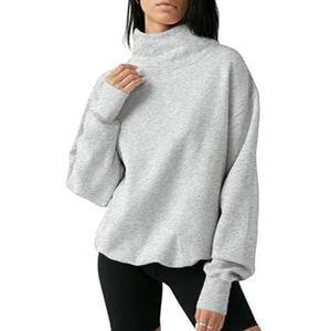 FISOEW 2026 Women's Oversized Turtleneck Sweatshirt Long Sleeve Pullover Casual Tops Womenswear Hoodie FallFreshness Grey Cute #TikTokShopHolidayHaul #Springtok #TikTokShopJumpstartSale Basic Fashion bistro hoodie ditch masked hoodie graphic hoodies