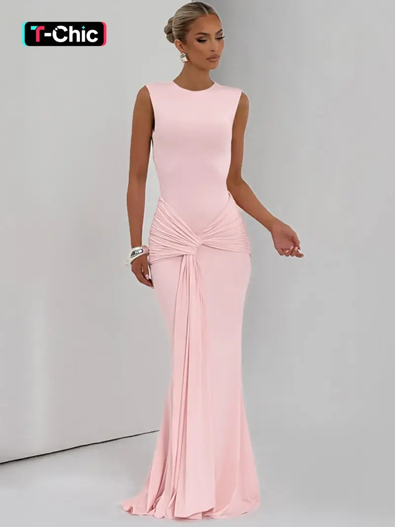 open lace back dress Lita Hot Pink Twisted Asymmetric Maxi Dress – Club L London main image 0