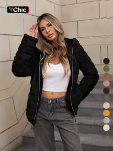 Women's Faux Fur Fabric Coat, Casual Hooded Fitted Thick Winter Jacket with Pockets, Warm Woven Polyester Womenswear Outerwear for Fall & Winter Seasons