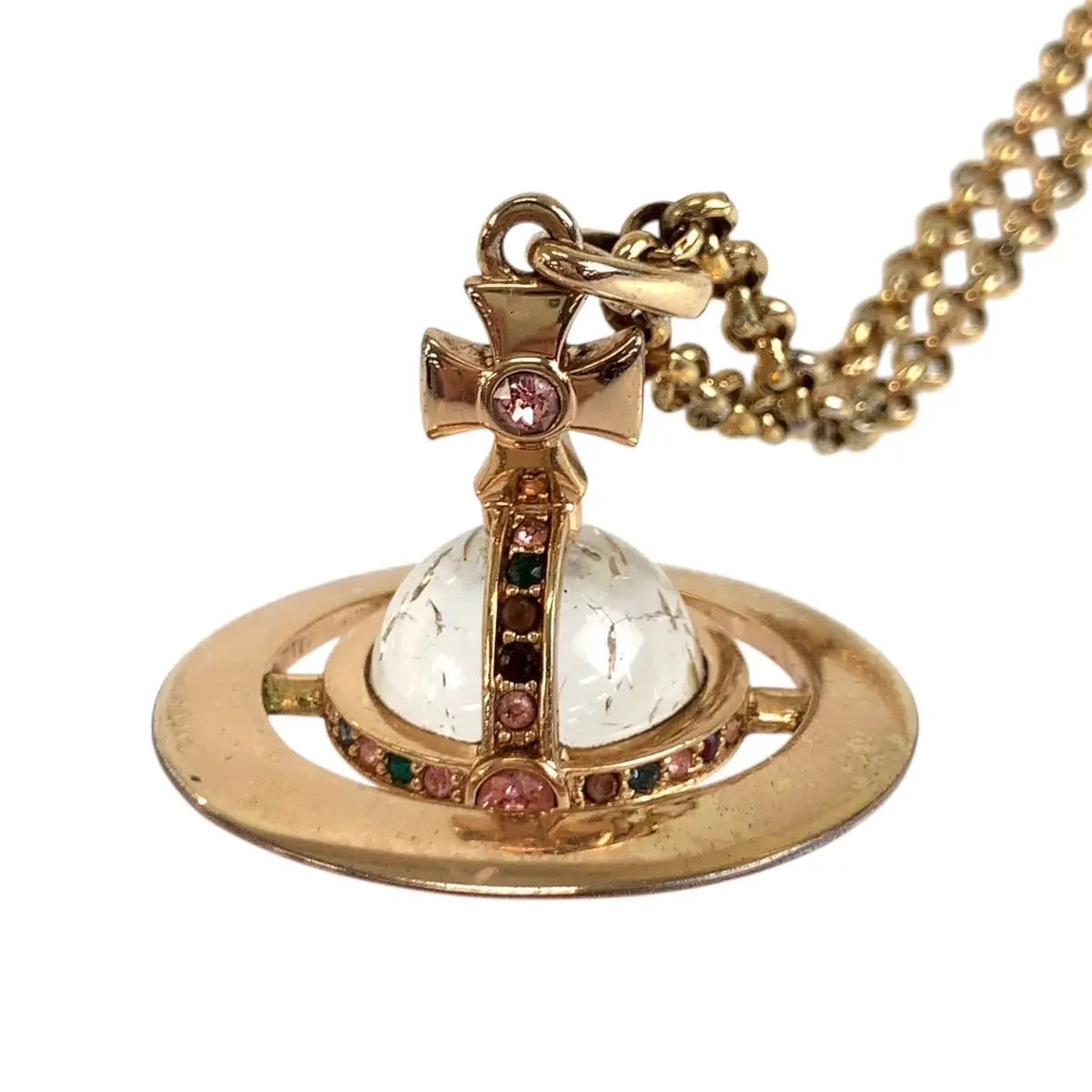 Pre-owned vivienne westwood Gold-plated Small Leather Goods Orb Necklace
