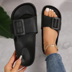 EVA Waterproof Non-slip Women's Pillow Sandals Thick Sole Adjustable Buckle Summer Beach Sandals