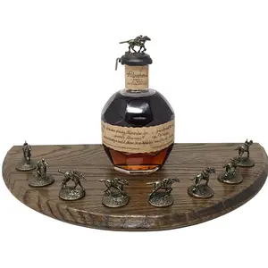 Blanton’s Stopper Collection Display | Half Barrel Head Stopper & Bottle Holder Horse Dark Walnut Charred Side Up