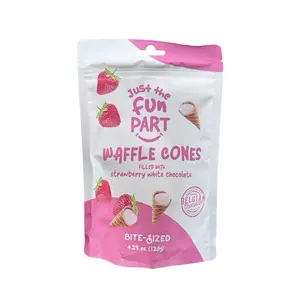 Just the Fun Part Waffle Cones Filled with Strawberry White Chocolate Bite-Sized Belgian Chocolate 4.23 oz 120g