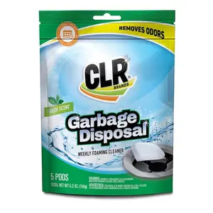 CLR 5.3 oz. Fresh & Clean Garbage Disposal Pods All Purpose Cleaner (5 Count), Foaming Cleaning Pods with Citric Acid and Baking Soda, Removes Odors and Cleans Interior Parts, Easy to Use Pods for Weekly Garbage Disposal Maintenance, Fresh Scent.