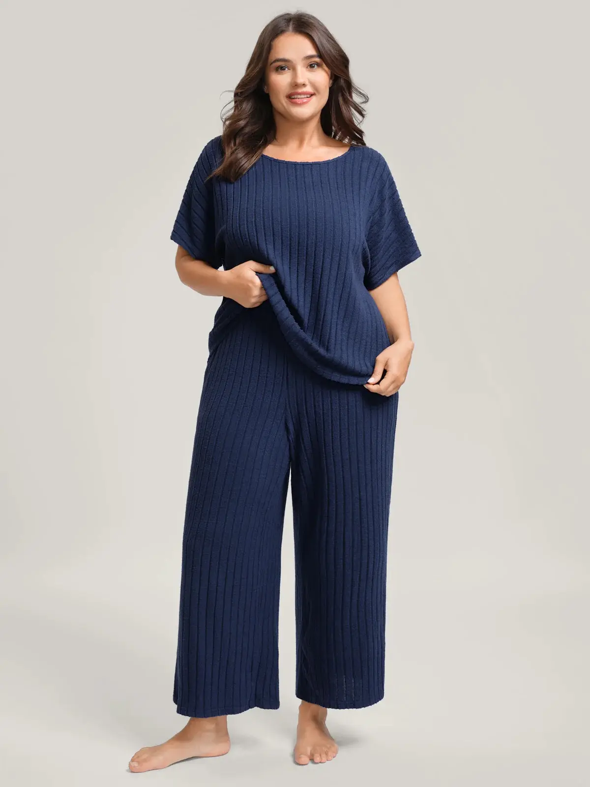 BLOOMCHIC Women's Lady's Basic 2-Piece Loungewear Set [M-6X] - Soft Stretch Spandex Shortsleeve Top,Pocket Bottoms,Comfy Summer Pajama Set for Vacation,Summerfinds, 2 Piece Sets, Two Piece Sets Women,clothes for back to school,first day of school outfits