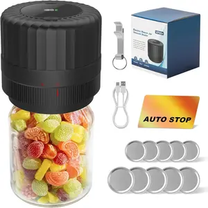 Electric-Jar-Vacuum-Sealer, Automatic Wide Mouth and Regular Mouth Mason Jar Vacuum Sealer Kit, VP06+ Vaccum Sealer for Jars with Opener & 5 Pairs of Lids