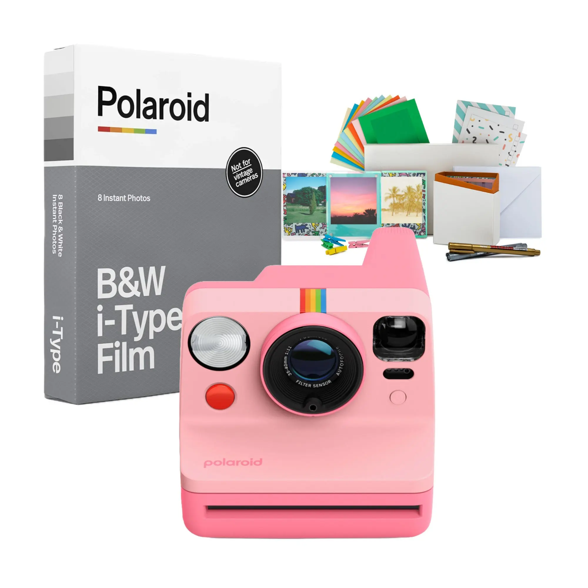 Polaroid Now Generation 3 Instant Camera (Pink) with Film and Accessories Bundle