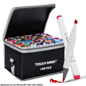 TOUCHMIGO Brush Markers,24/36/48/60/80/100/120/168 Color Double Tipped Alcohol-based Art Marker Set for Artist Adults Coloring Illustration,Drawing, Sketching,Brush & Chisel Dual Tips,Refillable Ink with Carrying Case