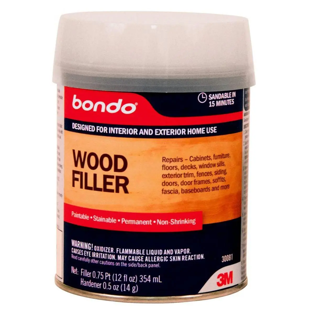 212 MAIN 12oz Bondo Wood Filler, Water-Resistant for Home Use, Automotive & Motorcycle Paint Care, Car Washing & Maintenance